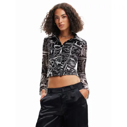 Zdjęcie Desigual Koszula Lettering 23SWTKBZ Czarny Slim Fit