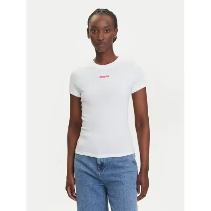 Zdjęcie Tommy Jeans T-Shirt Script Label DW0DW21402 Biały Slim Fit