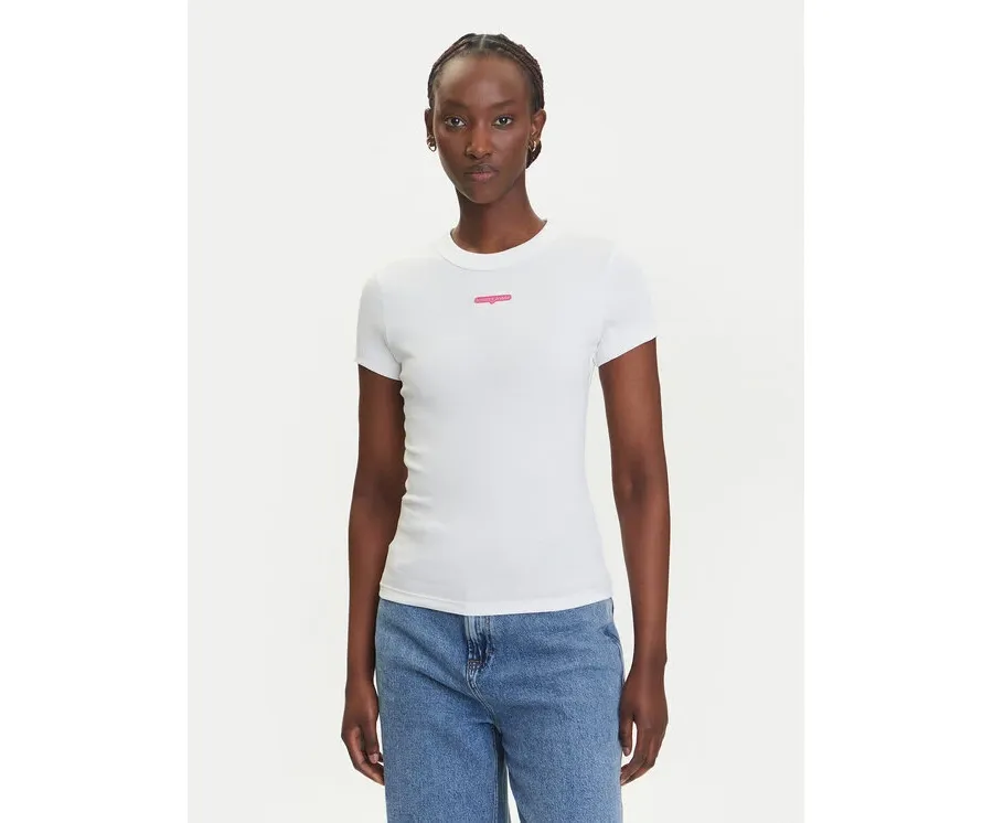 obrazek 1 Tommy Jeans T-Shirt Script Label DW0DW21402 Biały Slim Fit