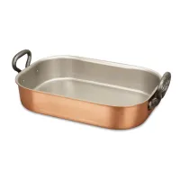 Zdjęcie Brytfanna z miedzi 35 cm x 23 cm z żeliwnymi uchwytami