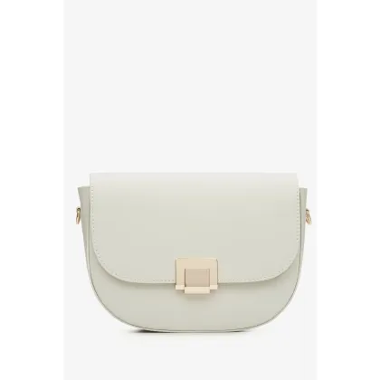 Zdjęcie Estro: Mleczno-beżowa półokrągła torebka damska z włoskiej skóry naturalnej