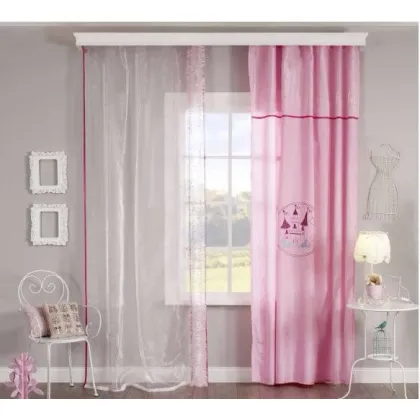 Zdjęcie Ekskluzywna jasno-różowa zasłona do pokoju dziewczynki - Cilek