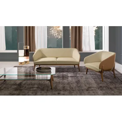 Zdjęcie Stylowy drewniany stolik kawowy ze szklanym blatem