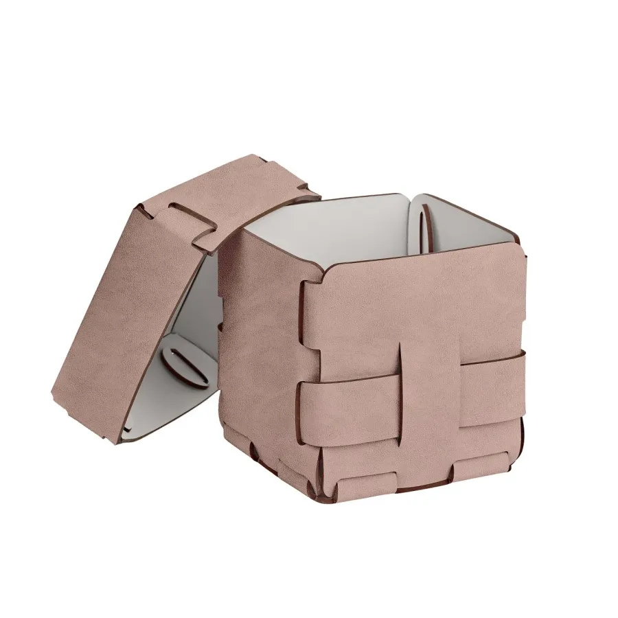 obrazek 2 Koszyk Bottega 12x12xH13 cm w oryginalnym kolorze pudrowego różu