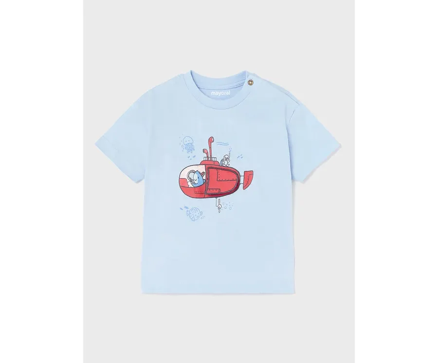 obrazek 1 Mayoral T-Shirt 1029 Błękitny Regular Fit