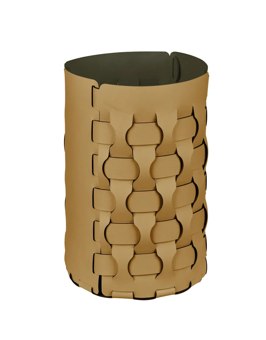 obrazek 1 Pleciony skórzany koszyk Dubai Ø22хH35 cm w kolorze musztardowym