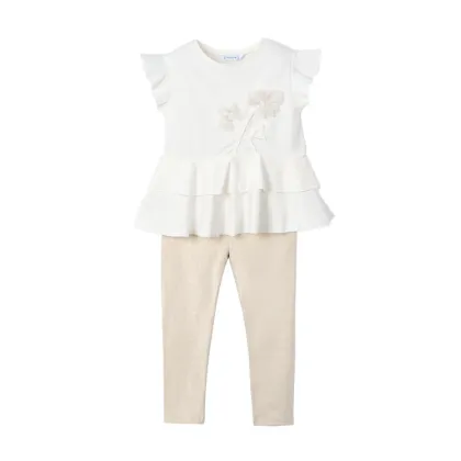 Zdjęcie Mayoral Komplet t-shirt i legginsy 3704 Beżowy Regular Fit