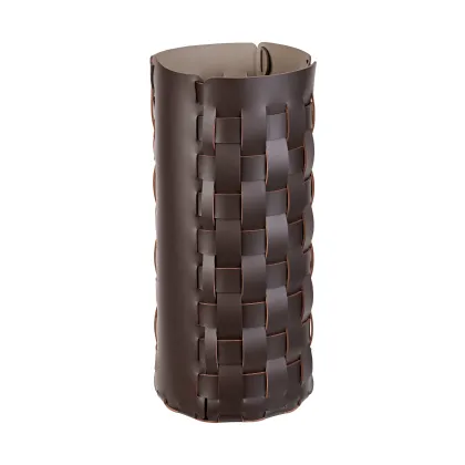 Zdjęcie Kosz na parasole Ø22xH51 cm w kolorze czekoladowym ze skóry z recyklingu