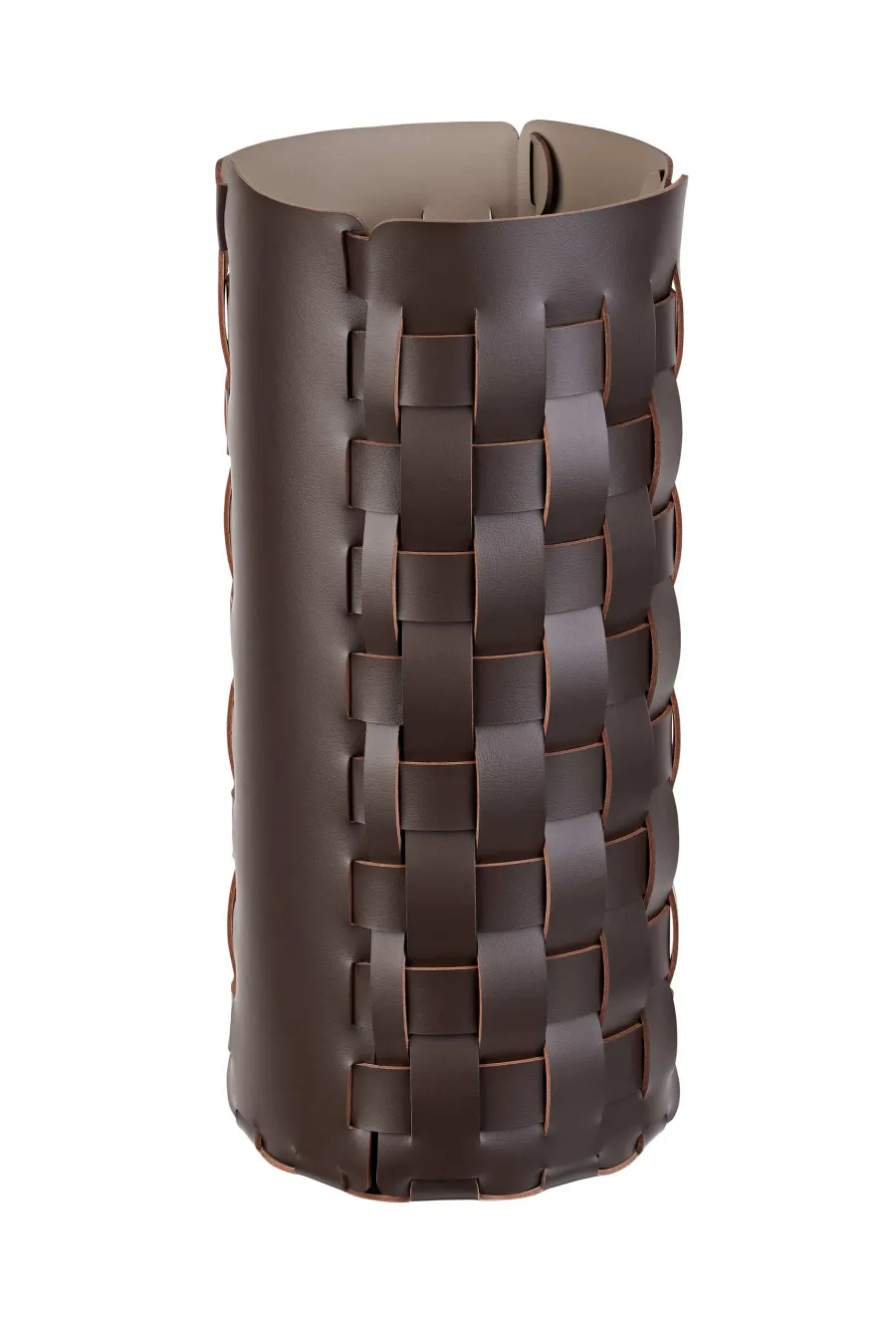 obrazek 1 Kosz na parasole Ø22xH51 cm w kolorze czekoladowym ze skóry z recyklingu