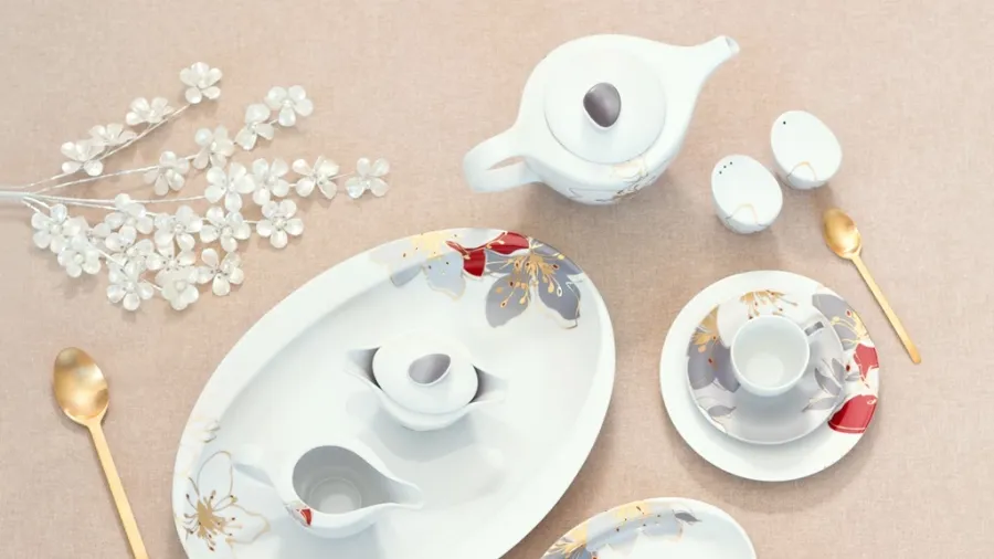 obrazek 6 Fantastyczny komplet porcelanowej zastawy stołowej 68 el. - Porcel