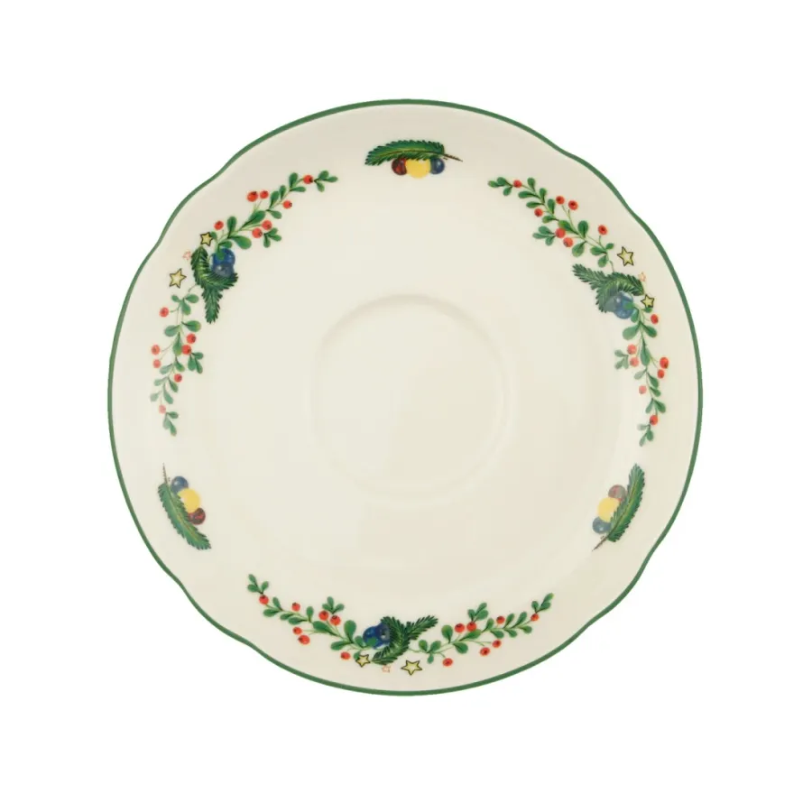 obrazek 1 Porcelanowy mały spodek na filiżankę do herbaty zdobiony świątecznym motywem - Seltmann Weiden