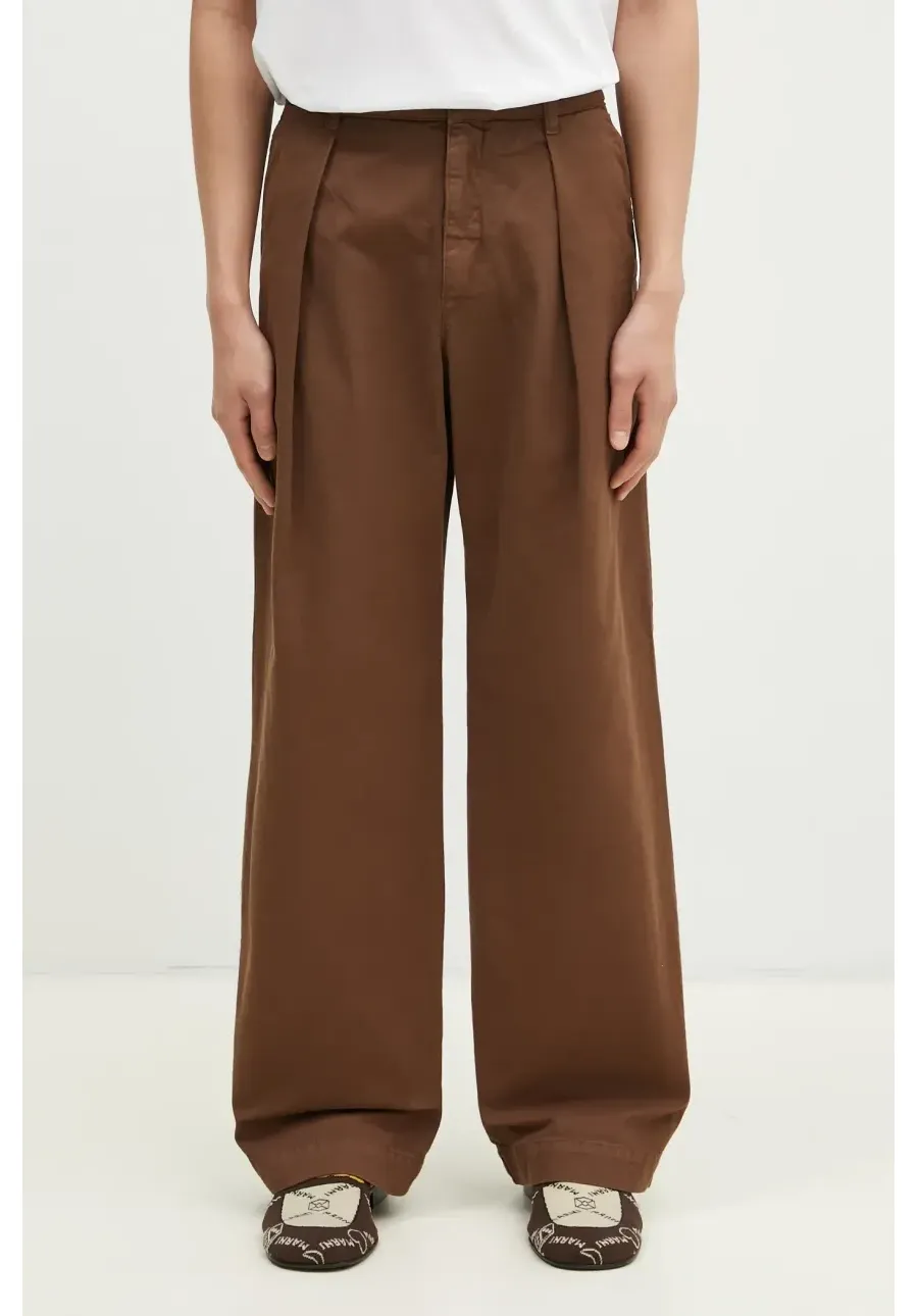 obrazek 1 Wood Wood spodnie bawełniane Fraser Pleated Chinos kolor brązowy proste 12435001.5181