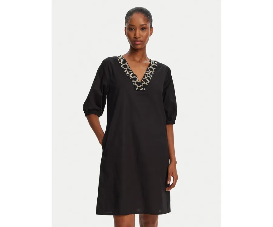 obrazek 1 Selmark Sukienka letnia BN198 Czarny Relaxed Fit