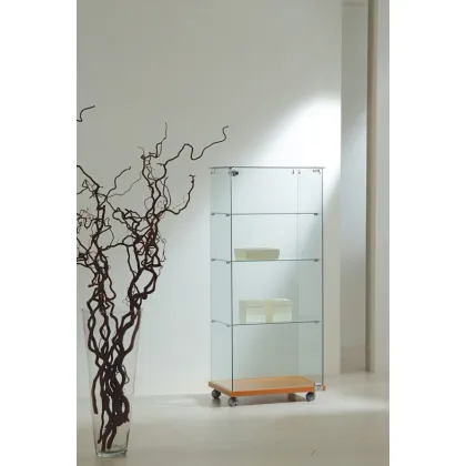 Picture Traditional display cabinet with three shelves on wheels