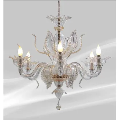 Zdjęcie Żyrandol w kolorze przezroczystym i złotym z sześcioma światłami - Il Paralume Marina