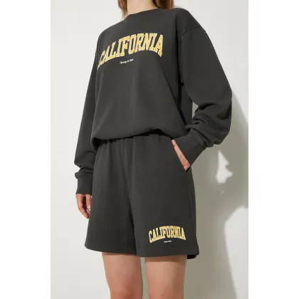 Zdjęcie Sporty & Rich szorty bawełniane California Gym kolor czarny z nadrukiem high waist SH021S405CF