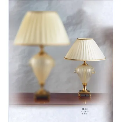 Picture A lamp in silk, gold and Murano glass with a conical shade - Il Paralume Marina