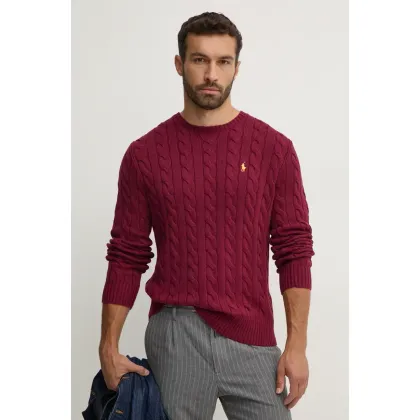 Zdjęcie Polo Ralph Lauren sweter bawełniany kolor bordowy