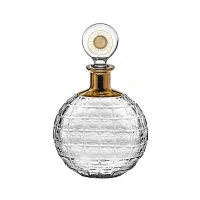 Picture My Rare Spirits alcohol decanter in a contemporary shape with relief decoration and gold finish - Vista Alegre