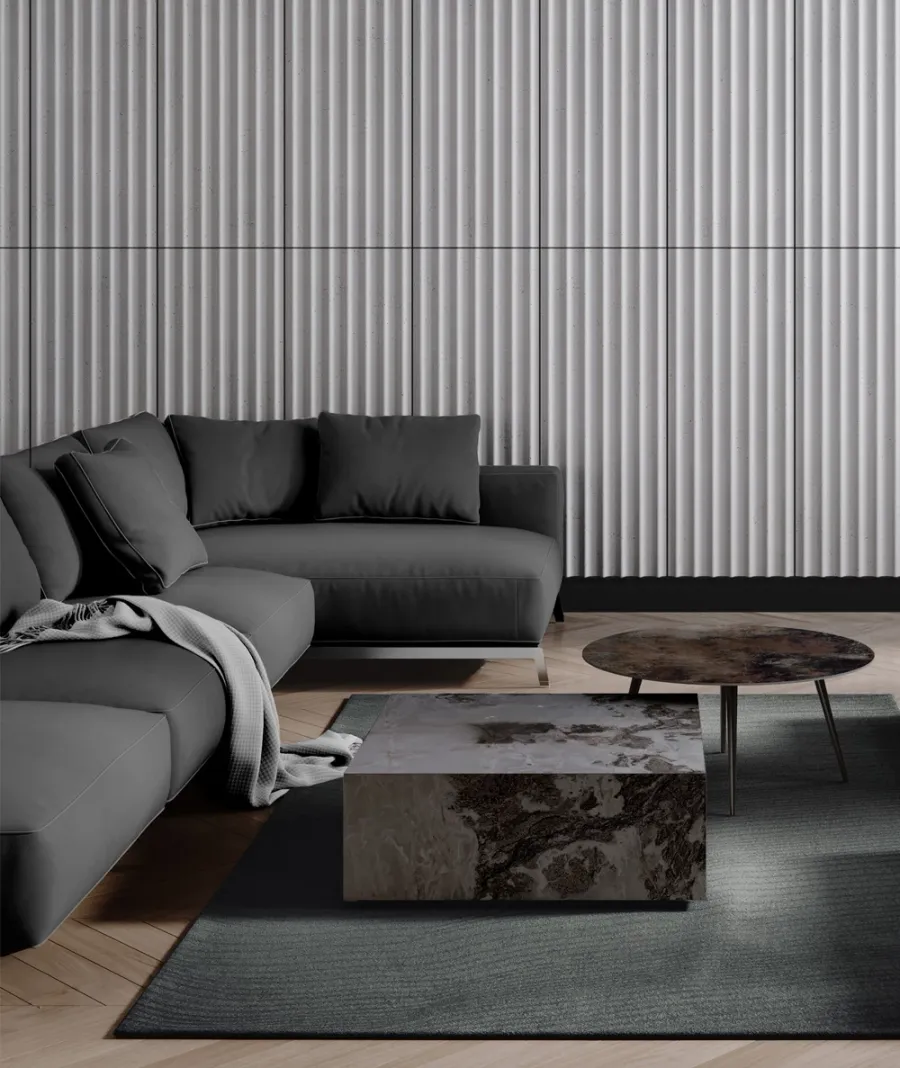 obrazek 1 135x52,3 cm VT - PB60 (B15 czarny) LAMEL OBŁY - Panel dekor 3D beton architektoniczny