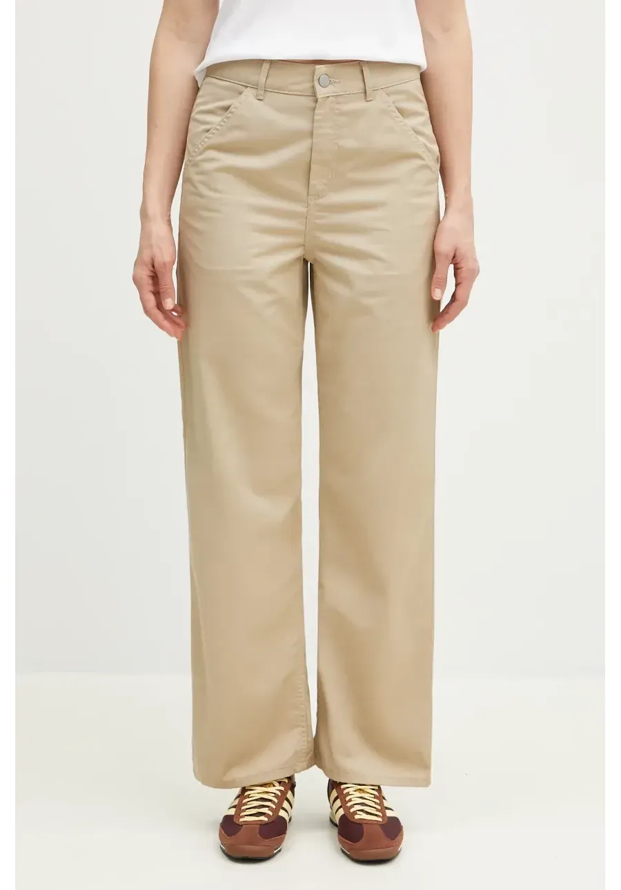 obrazek 1 Carhartt WIP spodnie Simple Pant damskie kolor beżowy szerokie high waist I031562