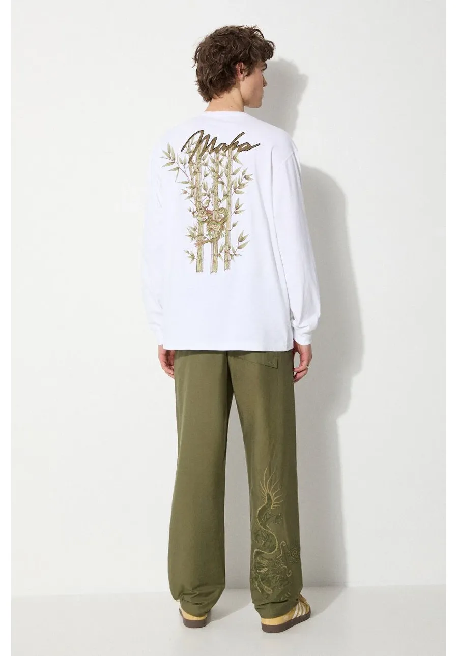 obrazek 1 Maharishi longsleeve bawełniany Dragon Bamboo kolor biały z aplikacją 5080.WHITE
