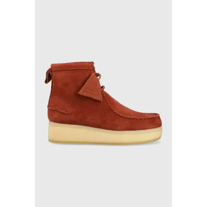 Zdjęcie Clarks Originals mokasyny zamszowe Wallabee Craft damskie kolor czarny na koturnie 26163275