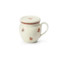 Zdjęcie Wyjątkowy kubek Buclak z pokrywką z porcelany zdobiony delikatnym świątecznym motywem – Leander