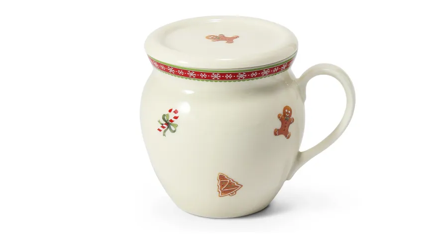 obrazek 1 Wyjątkowy kubek Buclak z pokrywką z porcelany zdobiony delikatnym świątecznym motywem – Leander