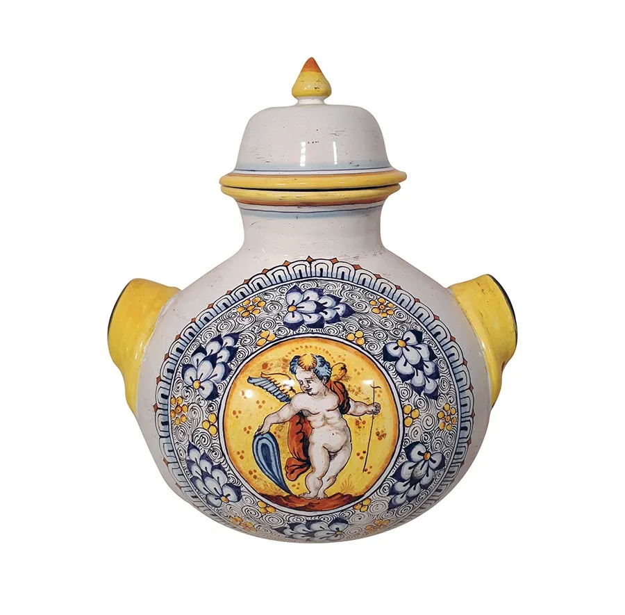 obrazek 1 Włoski ceramiczny wazon z reprodukcją antycznej dekoracji o oryginalnym kształcie