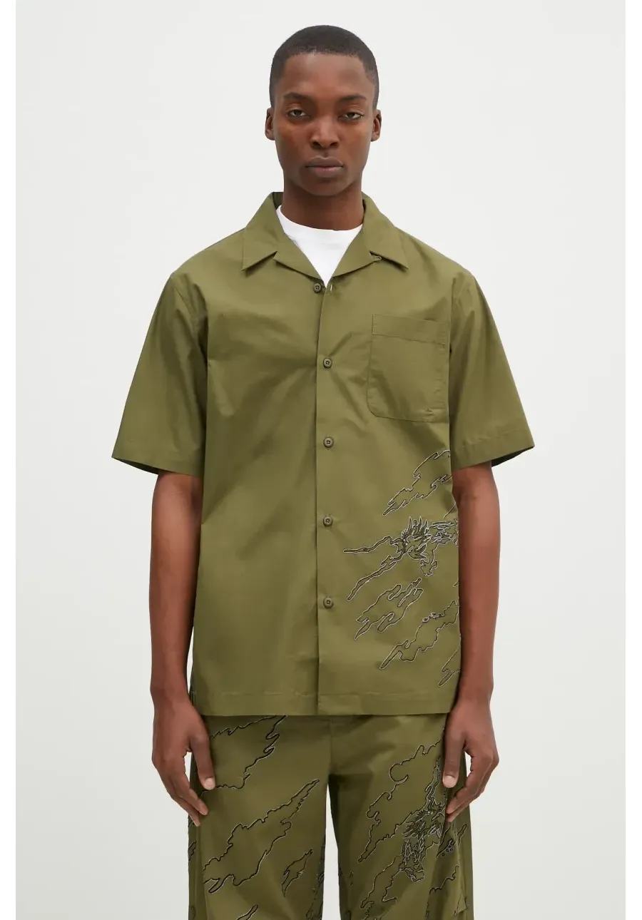obrazek 1 Maharishi koszula bawełniana Dpm: Sparse Bonsai Camo Shirt męska kolor zielony regular 5336.OLIVE