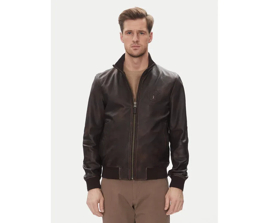 obrazek 1 Aeronautica Militare Kurtka skórzana 251PN5043PL199 Brązowy Regular Fit