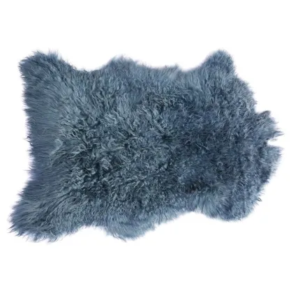 Zdjęcie Piękny dywan ze skóry koziej Angora w kolorze turkusowym