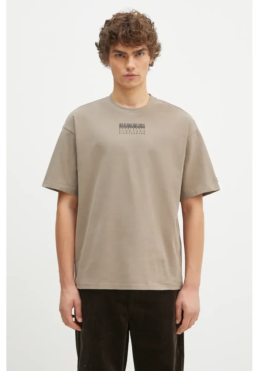 obrazek 1 Napapijri t-shirt bawełniany S-Premium Ss męski kolor beżowy z aplikacją NP0A4I6QN1K1