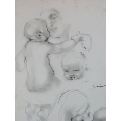 Zdjęcie Litografia Mariny Battaglia przedstawiająca badania matek i dzieci