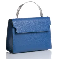 Picture Blue leather and silver flap bag – Pampaloni