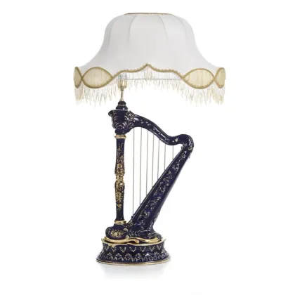 Picture Italian baroque lamp made of ceramics with a harp-shaped base - Ceramiche ML