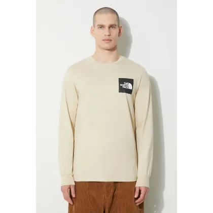 Zdjęcie The North Face longsleeve bawełniany M L/S Fine Tee kolor beżowy z nadrukiem NF0A87NC3X41