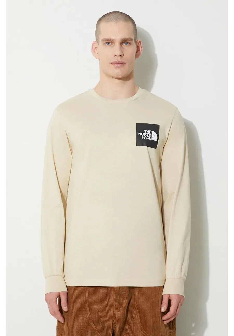obrazek 1 The North Face longsleeve bawełniany M L/S Fine Tee kolor beżowy z nadrukiem NF0A87NC3X41