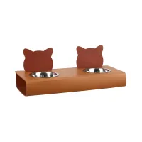 Zdjęcie Designerski zestaw dwóch misek dla kota 40x16xH6 cm w kolorze bursztynowym