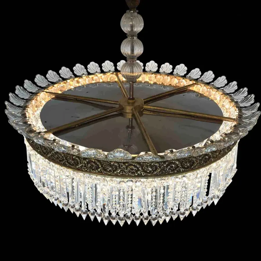 obrazek 5 Duża lampa sufitowa z brązu i kryształu o okrągłym kształcie ograniczonym koroną
