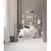 Zdjęcie 275x30x4,6 cm LD (5 lameli biały mat) panel akustyczny na płycie MDF 6 mm - dekoracja ścienna 3D