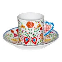 Picture Porcelain coffee cup and saucer inspired by Valentine's Day - 4 pieces - Vista Alegre