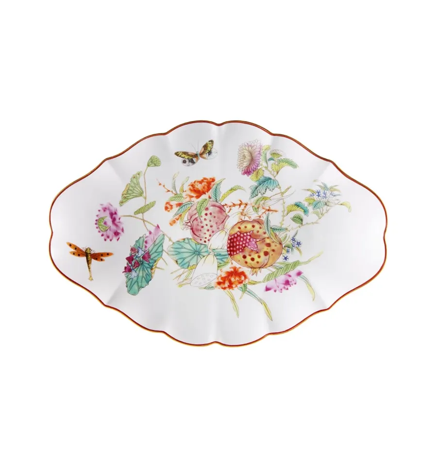 obrazek 1 Porcelanowy duży owalny talerz Paço Real z roślinnym motywem - Vista Alegre