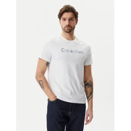 Zdjęcie Calvin Klein T-Shirt Satin Bonded Logo K10K114162 Biały Regular Fit