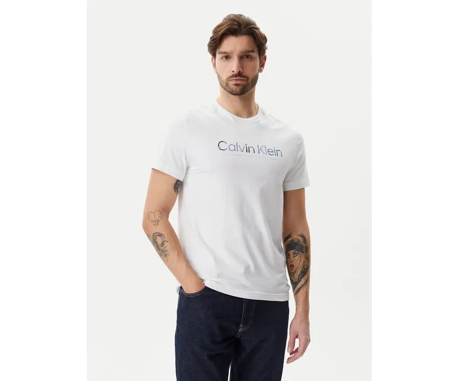 obrazek 1 Calvin Klein T-Shirt Satin Bonded Logo K10K114162 Biały Regular Fit