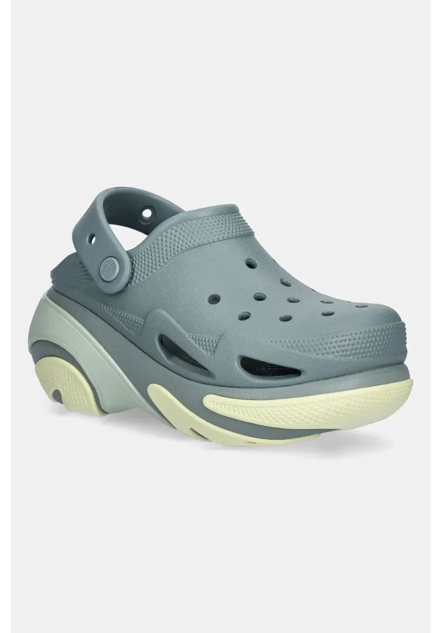 obrazek 1 Crocs klapki Bubble Crush Clog damskie kolor zielony na platformie 210061.3YO