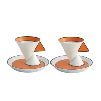 Zdjęcie Porcelanowy zestaw 2 filiżanek do kawy ze spodkami inspirowany ruchem Art Deco - Vista Alegre