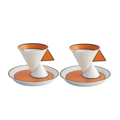 Zdjęcie Porcelanowy zestaw 2 filiżanek do kawy ze spodkami inspirowany ruchem Art Deco - Vista Alegre