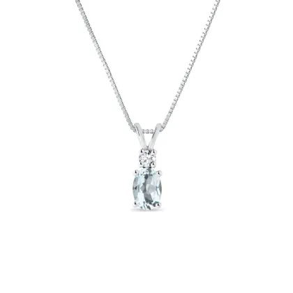 Zdjęcie Wisiorek z akwamarynem i diamentem z białego złota KLENOTA